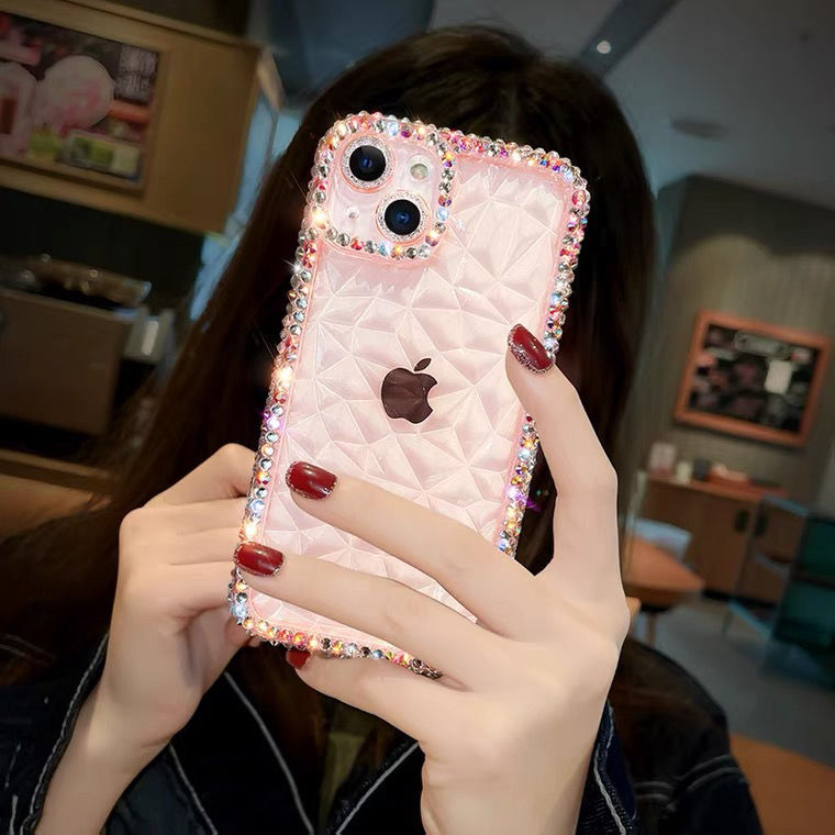 Apple13Phone case15Promax Protective Sleeve12Diamond Pattern Silicone Case13Promax Diamond-studded Suitable for Women14