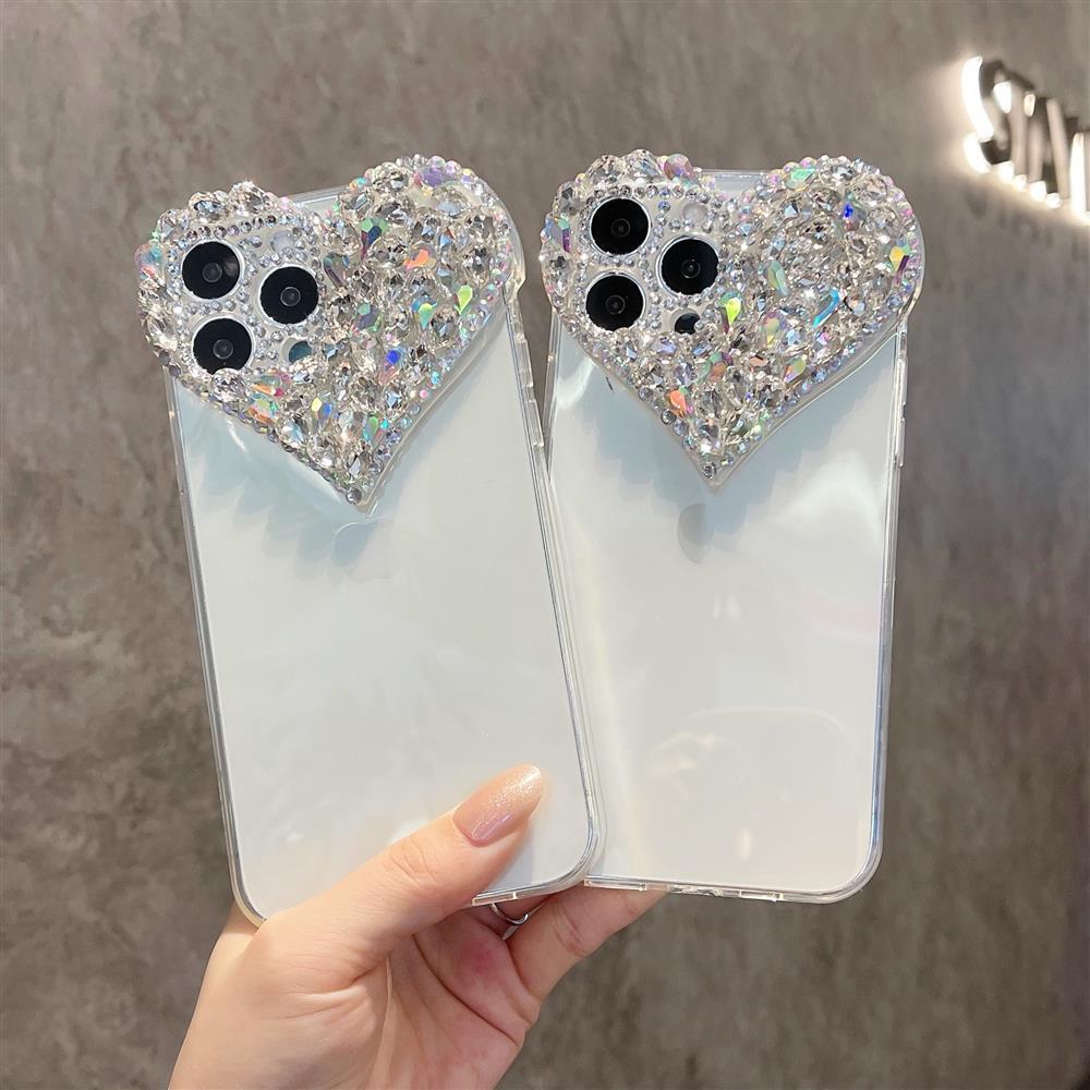 Apple13Phone Case Heart Shape15Promax Protective Sleeve14Pro Diamond-Encrusted Case11Soft Rubber Suitable for Foreign Trade Gifts X