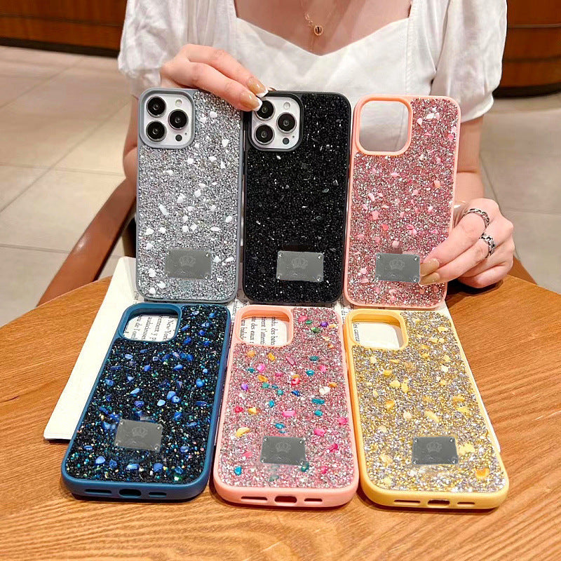 High-end Glitter Full Diamond Gemstone iPhone16promax Protective Cover Apple15Phone Case Applicable14/13Tide