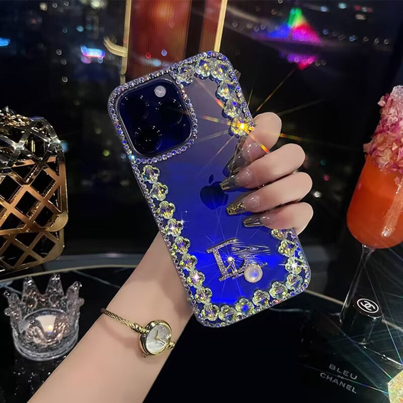 Apple14Promax Phone Case with Drill iPhone15Protective Sleeve13Four-leaf Clover Shell11Suitable for Foreign Orders XR