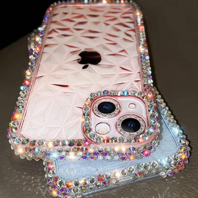 Apple13Phone case15Promax Protective Sleeve12Diamond Pattern Silicone Case13Promax Diamond-studded Suitable for Women14