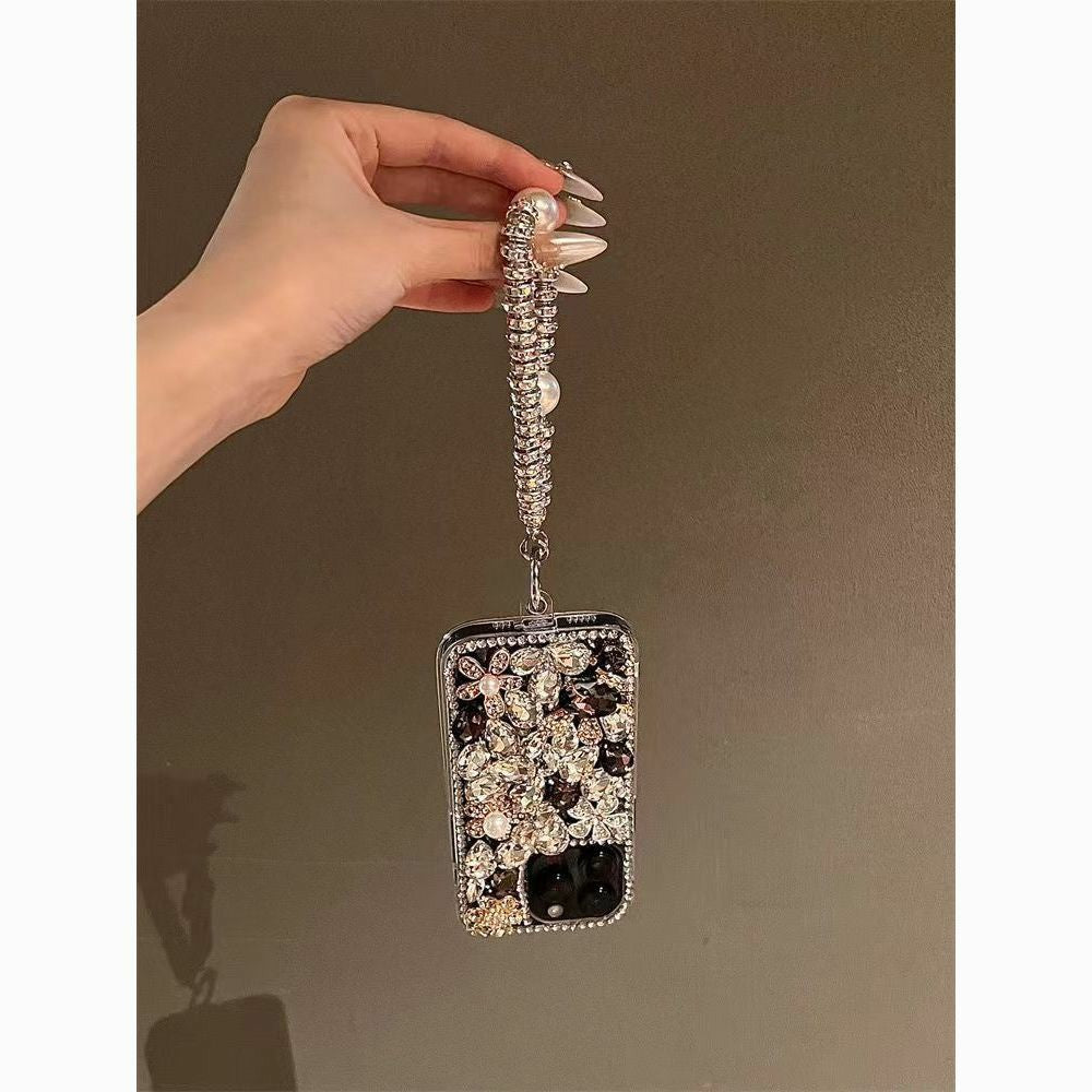 Suitable for Apple15Promax Full Diamond Phone Case16Luxurious Rhinestone Rabbit15pro Protective Sleeve13Bracelet14
