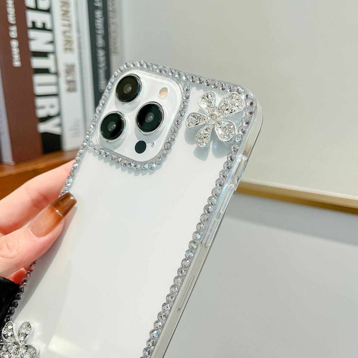 Applicable iPhone16Phone Case Apple14Promax Transparent case13Diagonal Flower Diamond Shell12Soft Shell15External Order
