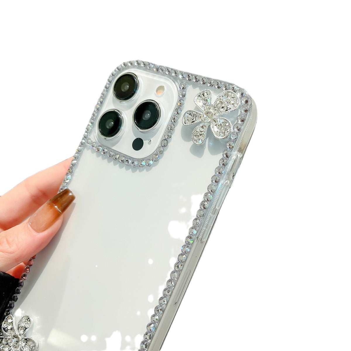 Applicable iPhone16Phone Case Apple14Promax Transparent case13Diagonal Flower Diamond Shell12Soft Shell15External Order