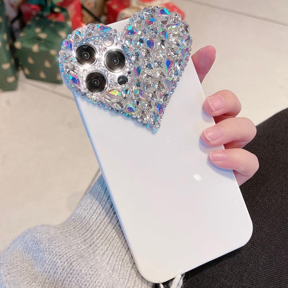 Apple13Phone Case Heart Shape15Promax Protective Sleeve14Pro Diamond-Encrusted Case11Soft Rubber Suitable for Foreign Trade Gifts X