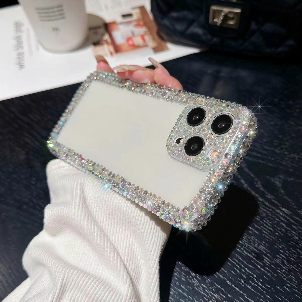 Suitable for Apple15Promax Phone case iPhone13Protective Case with Sparkling Diamonds14Fine Hole All-Inclusive12Soft Shell Case for Foreign Orders