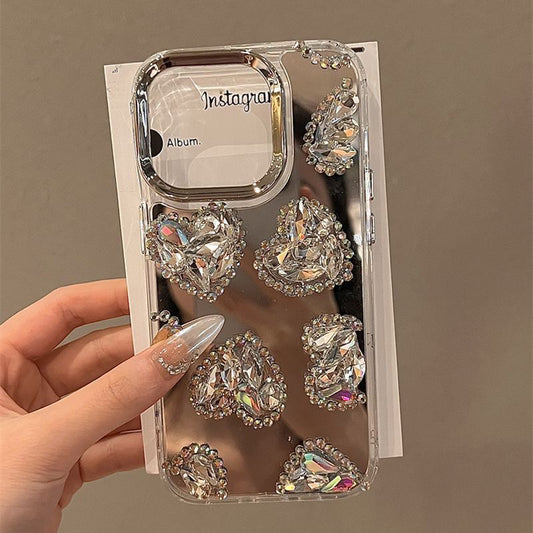 Mirror Heart Suitable for Apple16Phone case iphone15Crystal case13Protective Sleeve14Anti-Fall12Female16pro