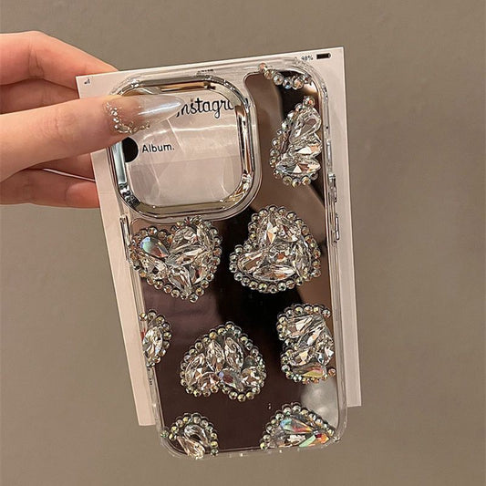 Mirror Heart Suitable for Apple16Phone case iphone15Crystal case13Protective Sleeve14Anti-Fall12Female16pro