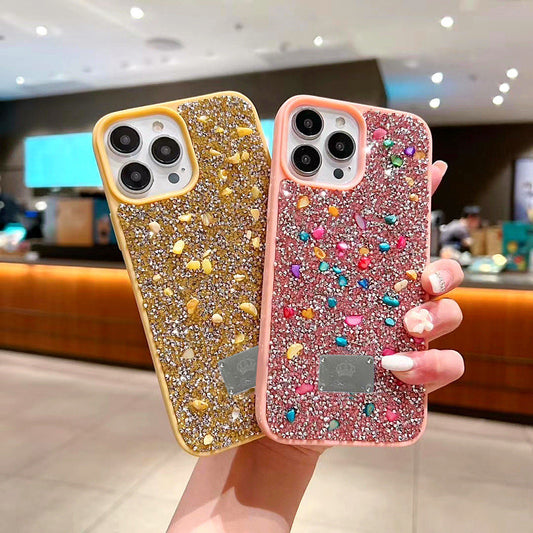 High-end Glitter Full Diamond Gemstone iPhone16promax Protective Cover Apple15Phone Case Applicable14/13Tide