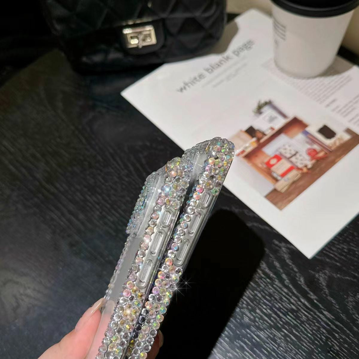 Suitable for Apple15Promax Phone case iPhone13Protective Case with Sparkling Diamonds14Fine Hole All-Inclusive12Soft Shell Case for Foreign Orders