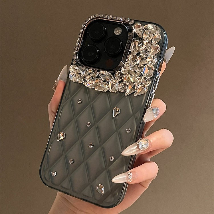 Suitable for Apple15promax Phone case iPhone15Pro Protective Case with Rhinestones13Diamond Plaid14External Order12