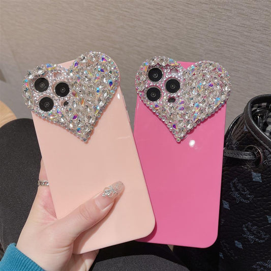 Apple13Phone Case Heart Shape15Promax Protective Sleeve14Pro Diamond-Encrusted Case11Soft Rubber Suitable for Foreign Trade Gifts X
