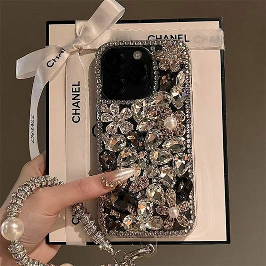 Suitable for Apple15Promax Full Diamond Phone Case16Luxurious Rhinestone Rabbit15pro Protective Sleeve13Bracelet14