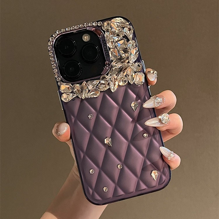 Suitable for Apple15promax Phone case iPhone15Pro Protective Case with Rhinestones13Diamond Plaid14External Order12