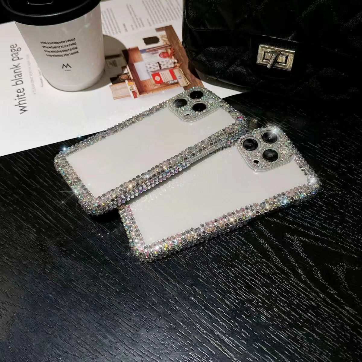 Suitable for Apple15Promax Phone case iPhone13Protective Case with Sparkling Diamonds14Fine Hole All-Inclusive12Soft Shell Case for Foreign Orders
