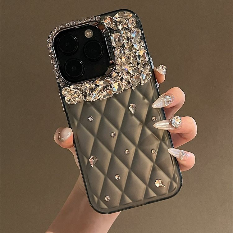 Suitable for Apple15promax Phone case iPhone15Pro Protective Case with Rhinestones13Diamond Plaid14External Order12
