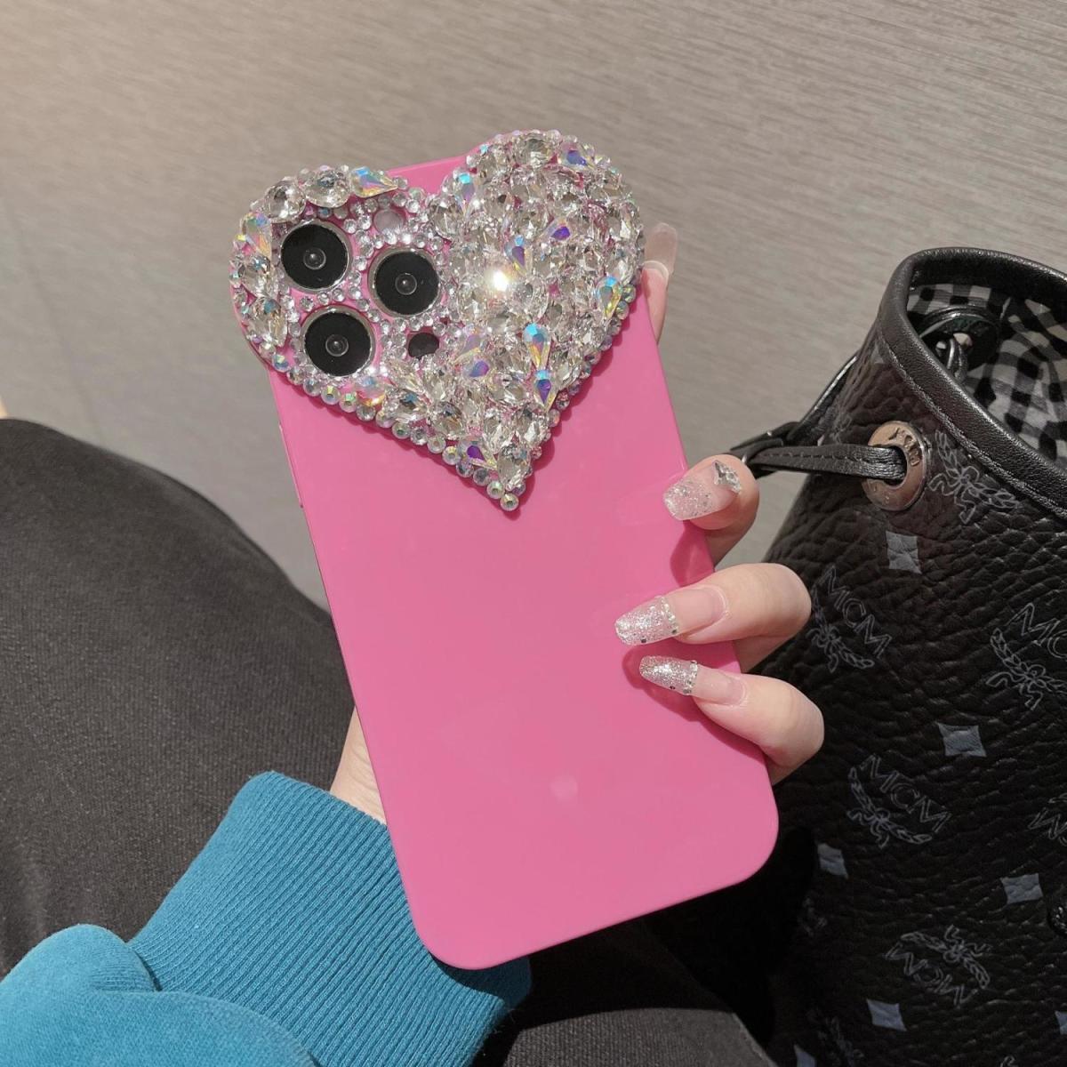 Apple13Phone Case Heart Shape15Promax Protective Sleeve14Pro Diamond-Encrusted Case11Soft Rubber Suitable for Foreign Trade Gifts X