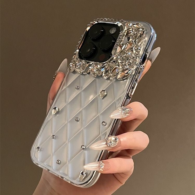 Suitable for Apple15promax Phone case iPhone15Pro Protective Case with Rhinestones13Diamond Plaid14External Order12