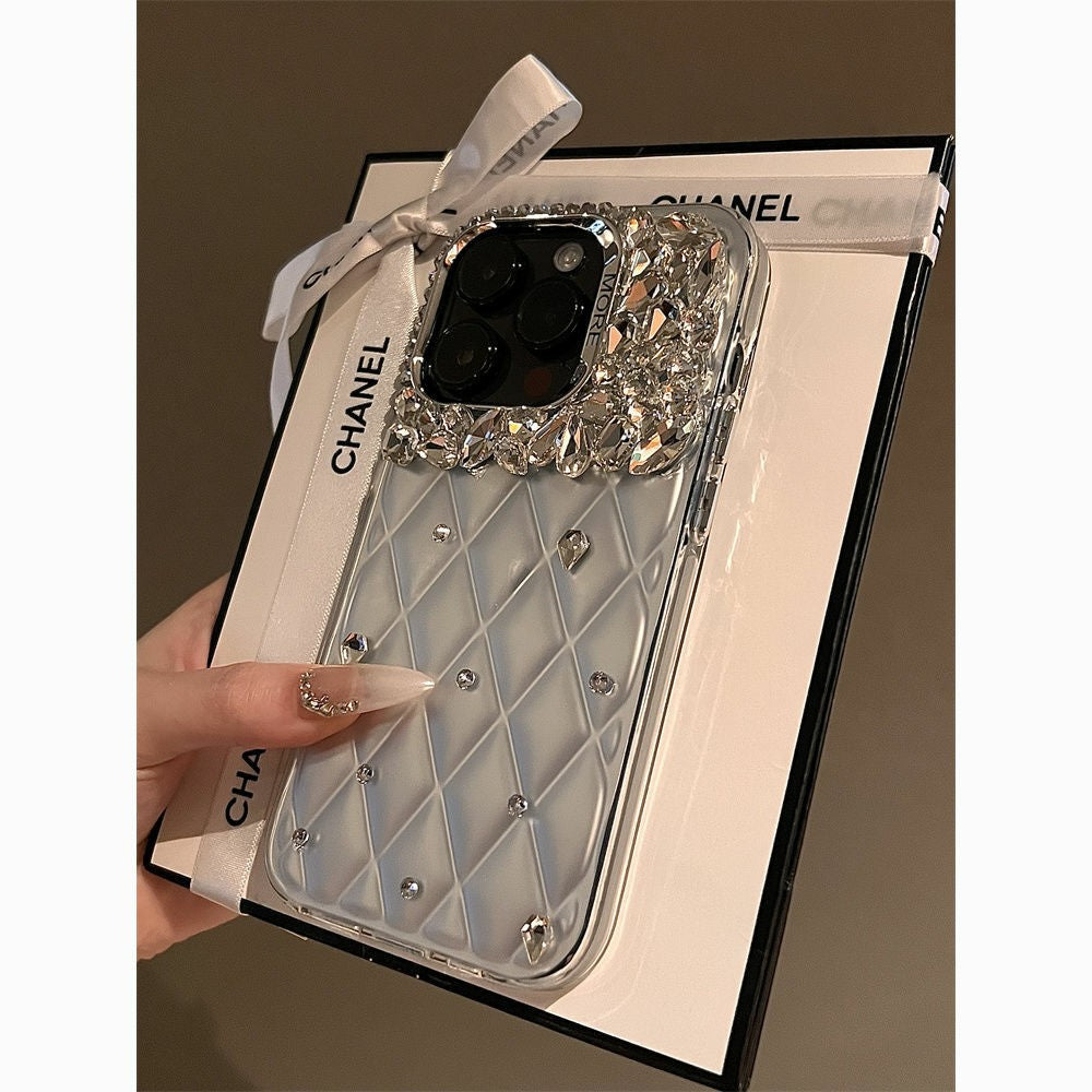 Suitable for Apple15promax Phone case iPhone15Pro Protective Case with Rhinestones13Diamond Plaid14External Order12