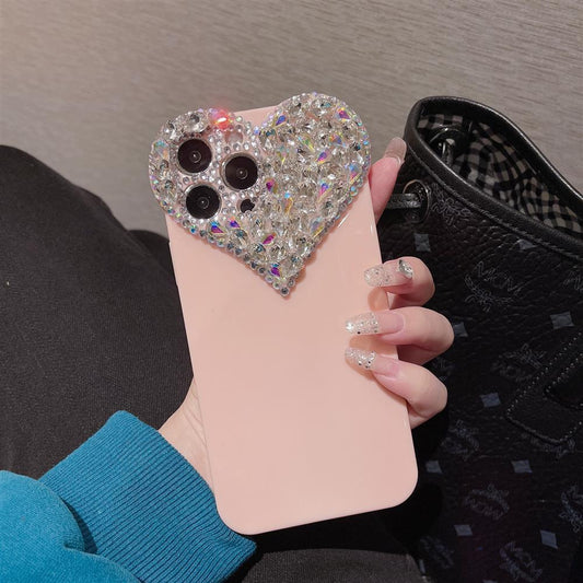 Apple13Phone Case Heart Shape15Promax Protective Sleeve14Pro Diamond-Encrusted Case11Soft Rubber Suitable for Foreign Trade Gifts X