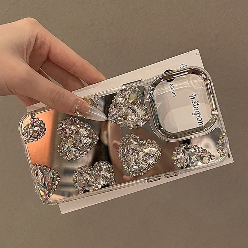 Mirror Heart Suitable for Apple16Phone case iphone15Crystal case13Protective Sleeve14Anti-Fall12Female16pro