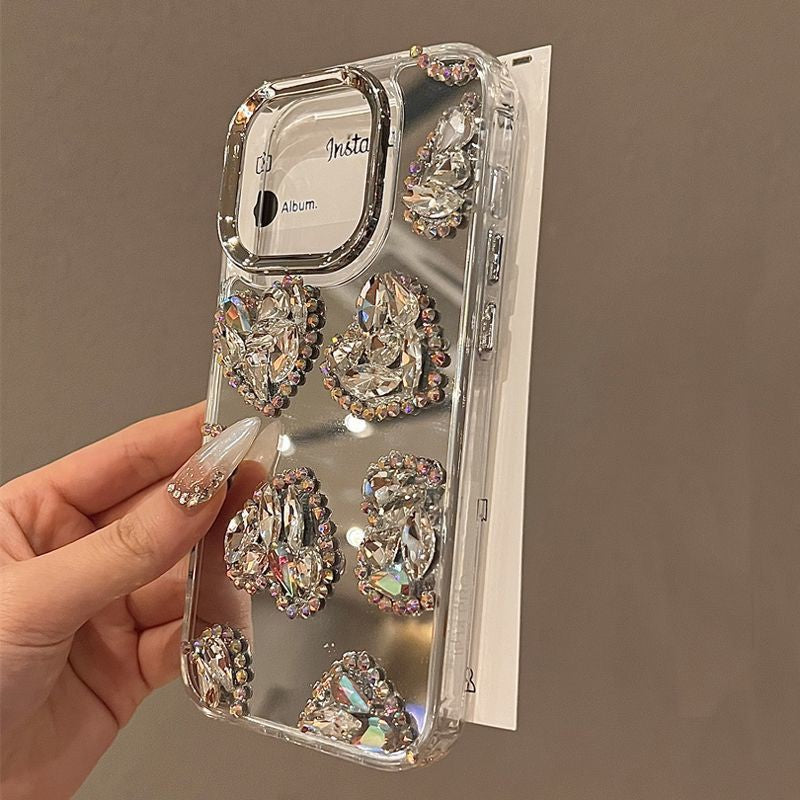 Mirror Heart Suitable for Apple16Phone case iphone15Crystal case13Protective Sleeve14Anti-Fall12Female16pro