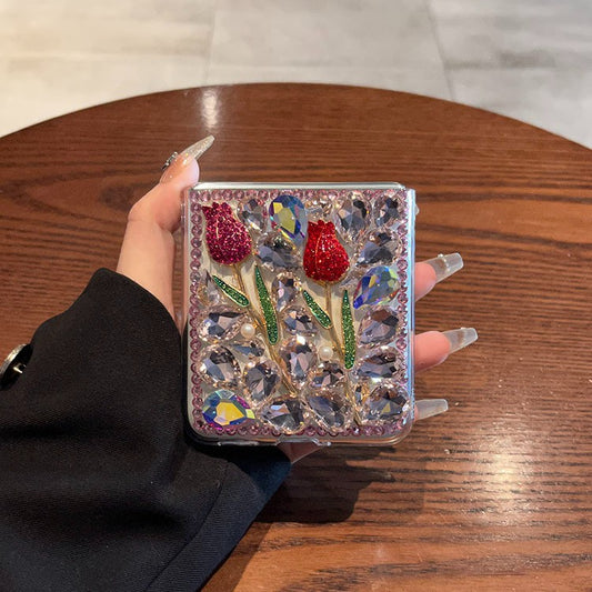 Applicable to Huawei Pocket 2Phone Case Foldable Screen P50pocket Luxurious Women's Diamond-Studded Rose Protective Case