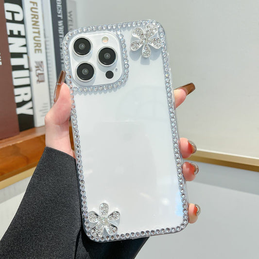 Applicable iPhone16Phone Case Apple14Promax Transparent case13Diagonal Flower Diamond Shell12Soft Shell15External Order