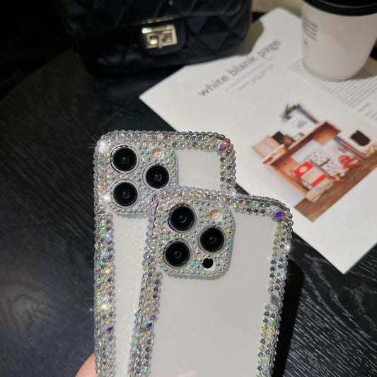 Suitable for Apple15Promax Phone case iPhone13Protective Case with Sparkling Diamonds14Fine Hole All-Inclusive12Soft Shell Case for Foreign Orders