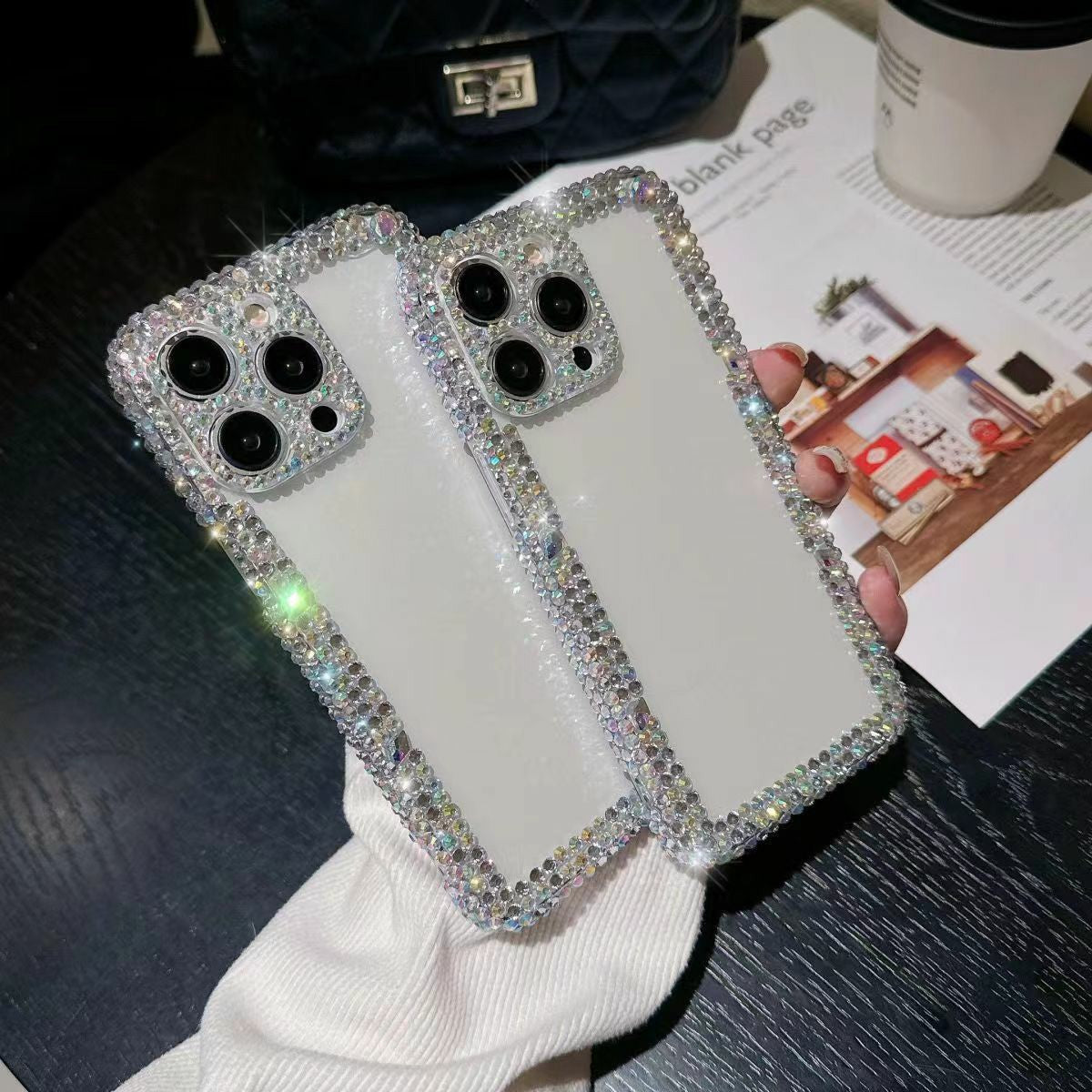 Suitable for Apple15Promax Phone case iPhone13Protective Case with Sparkling Diamonds14Fine Hole All-Inclusive12Soft Shell Case for Foreign Orders