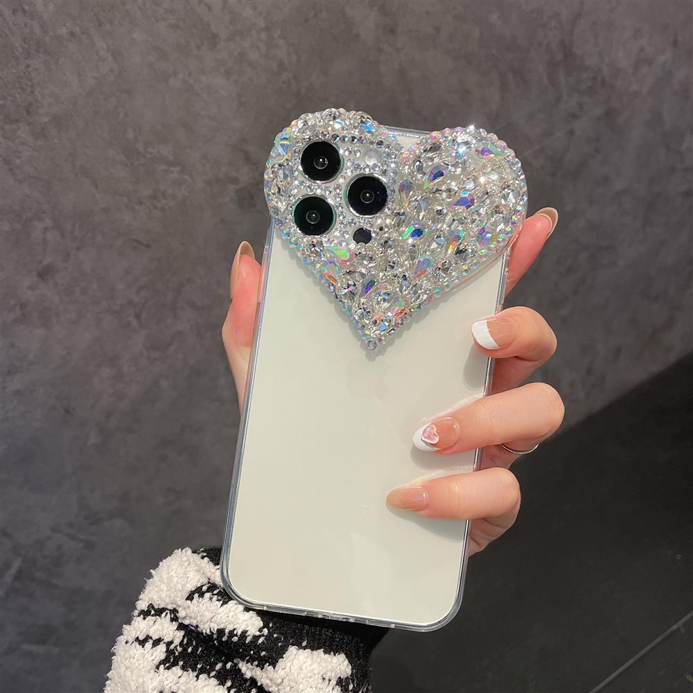 Apple13Phone Case Heart Shape15Promax Protective Sleeve14Pro Diamond-Encrusted Case11Soft Rubber Suitable for Foreign Trade Gifts X