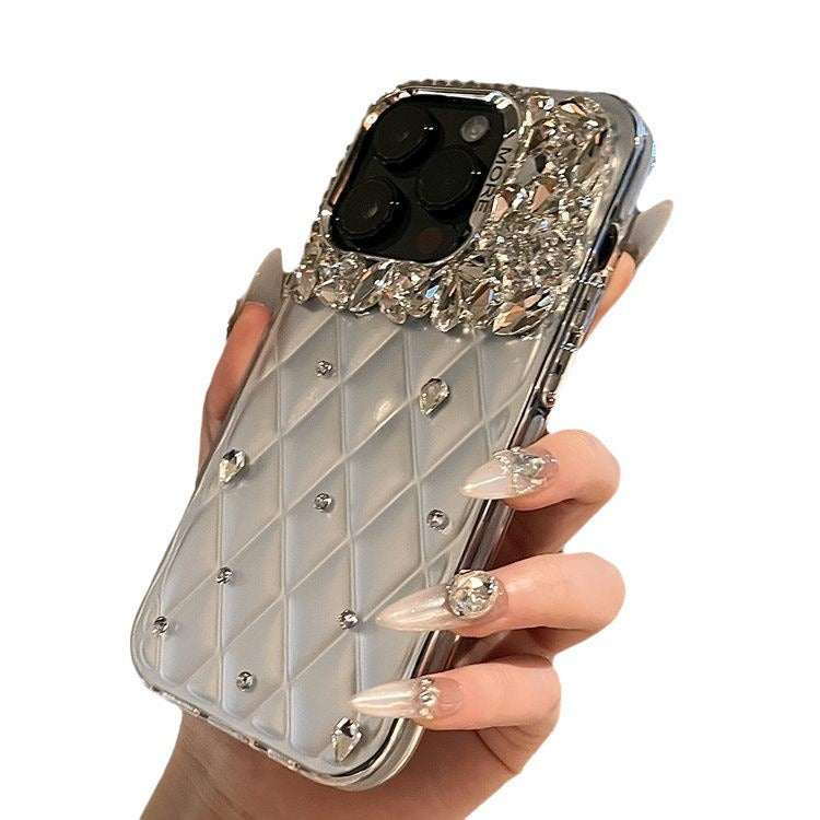 Suitable for Apple15promax Phone case iPhone15Pro Protective Case with Rhinestones13Diamond Plaid14External Order12